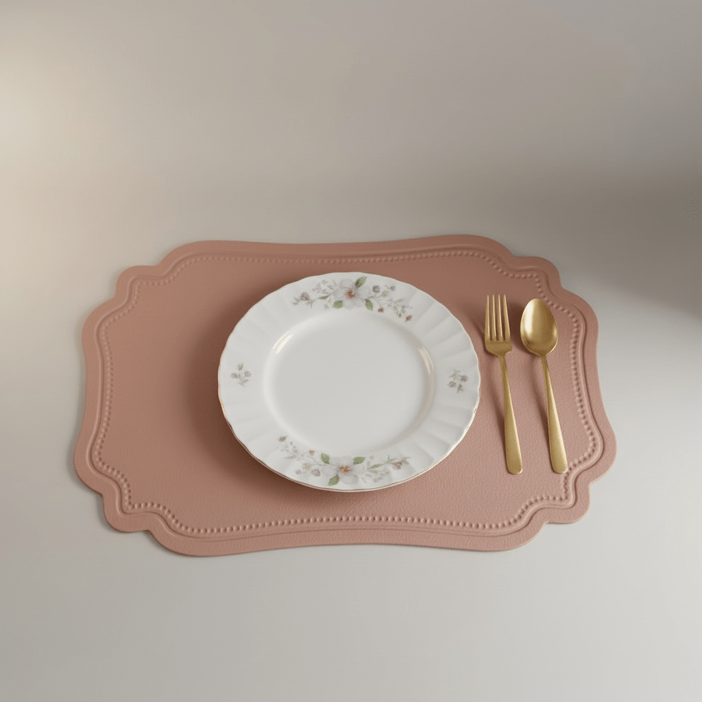 Scalloped Faux Leather Waterproof Placemat