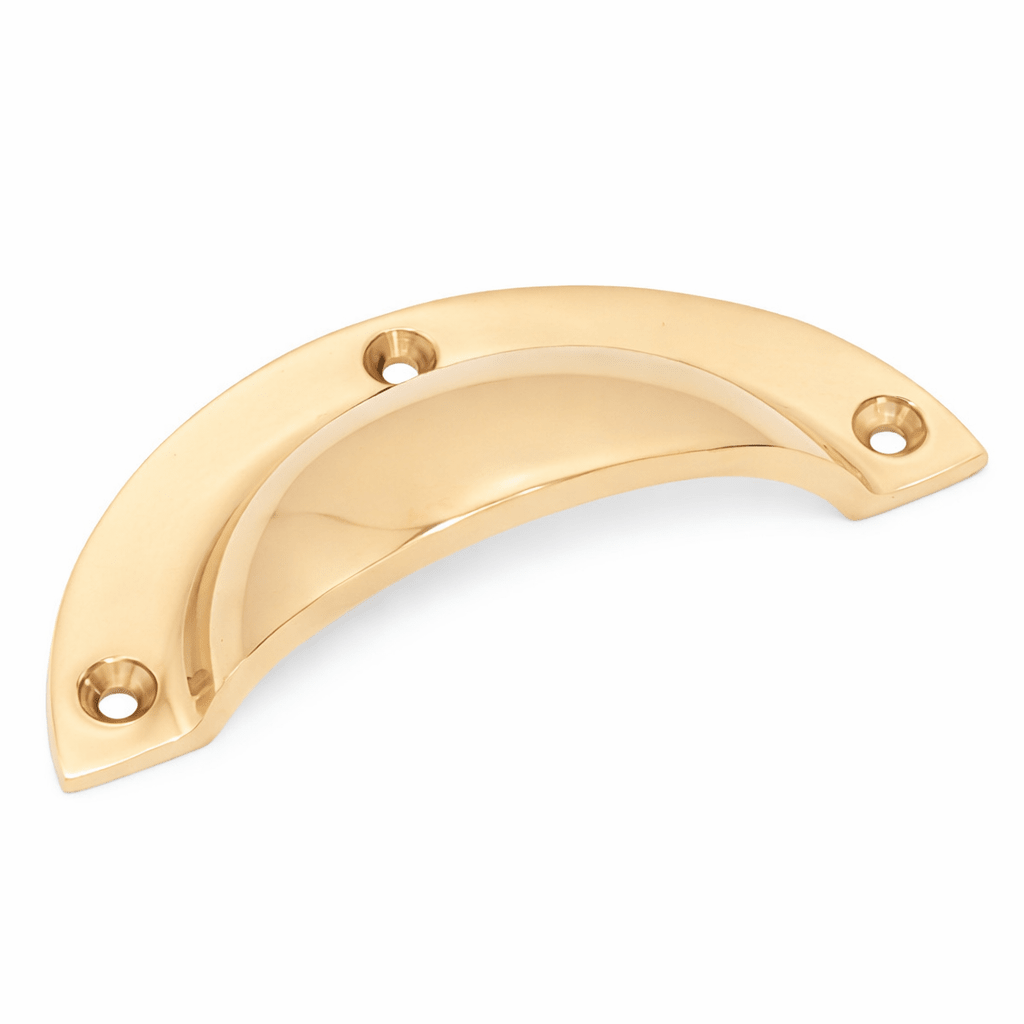 Solid Brass Drawer Pull, 96mm (3.78") ¨C Polished Unlacquered Cabinet Handle