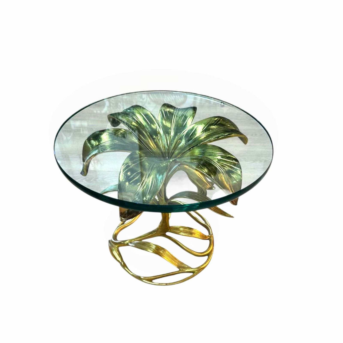 Vintage Hollywood Regency Lily Flower Side Table
