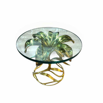 Vintage Hollywood Regency Lily Flower Side Table