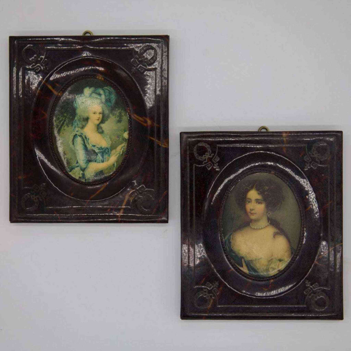 Antique Pair of Transferware Portraits ¨C Louise-Rosalie Dugazon & Marie Antoinette