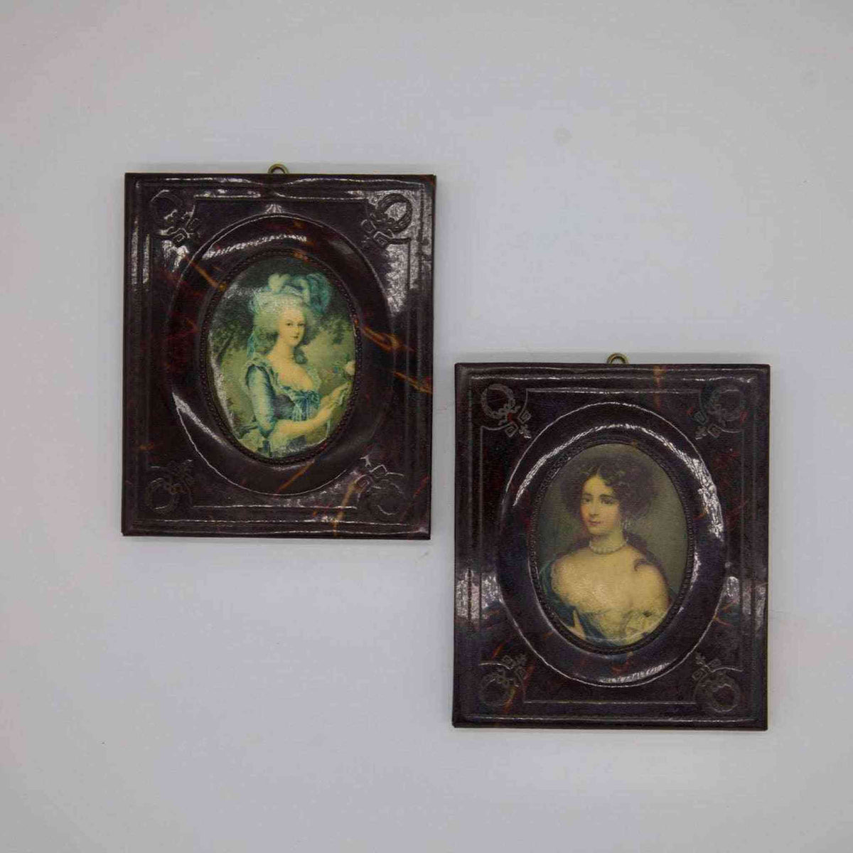 Antique Pair of Transferware Portraits ¨C Louise-Rosalie Dugazon & Marie Antoinette