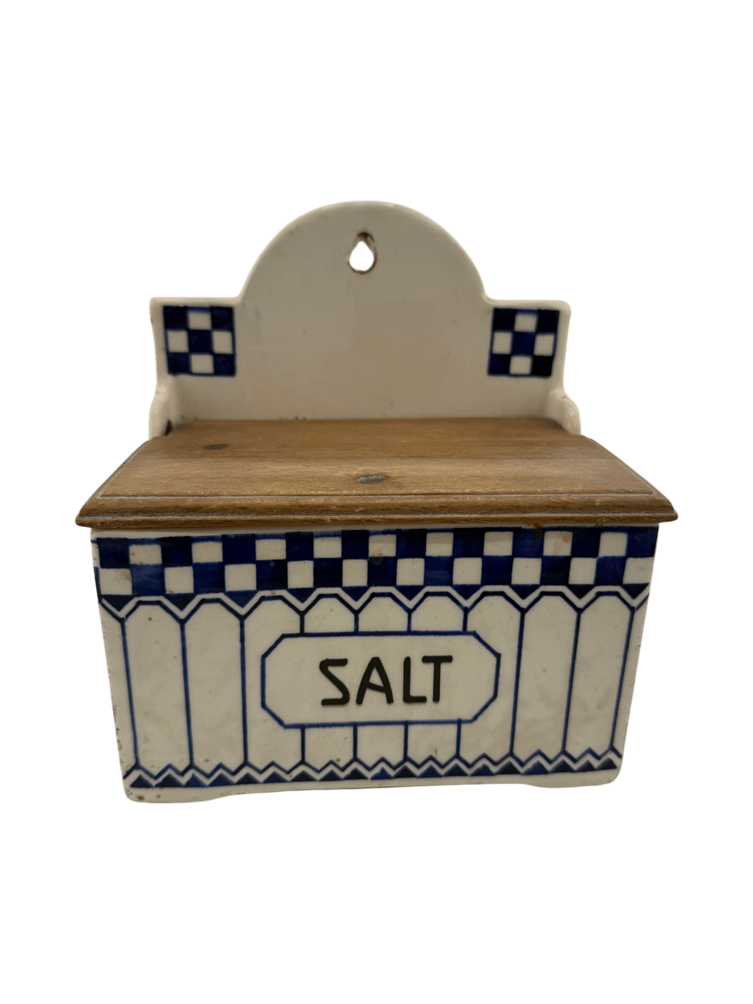 Vintage Blue & White SALT Wall Box
