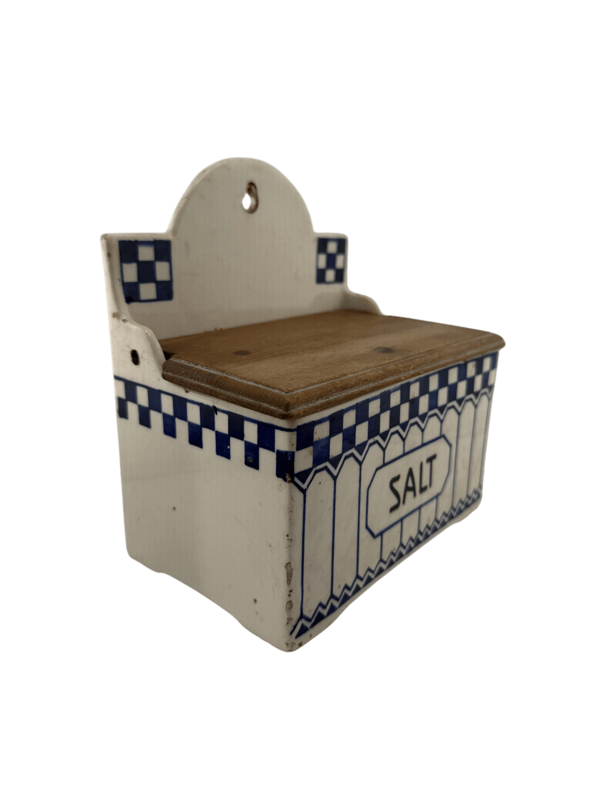 Vintage Blue & White SALT Wall Box