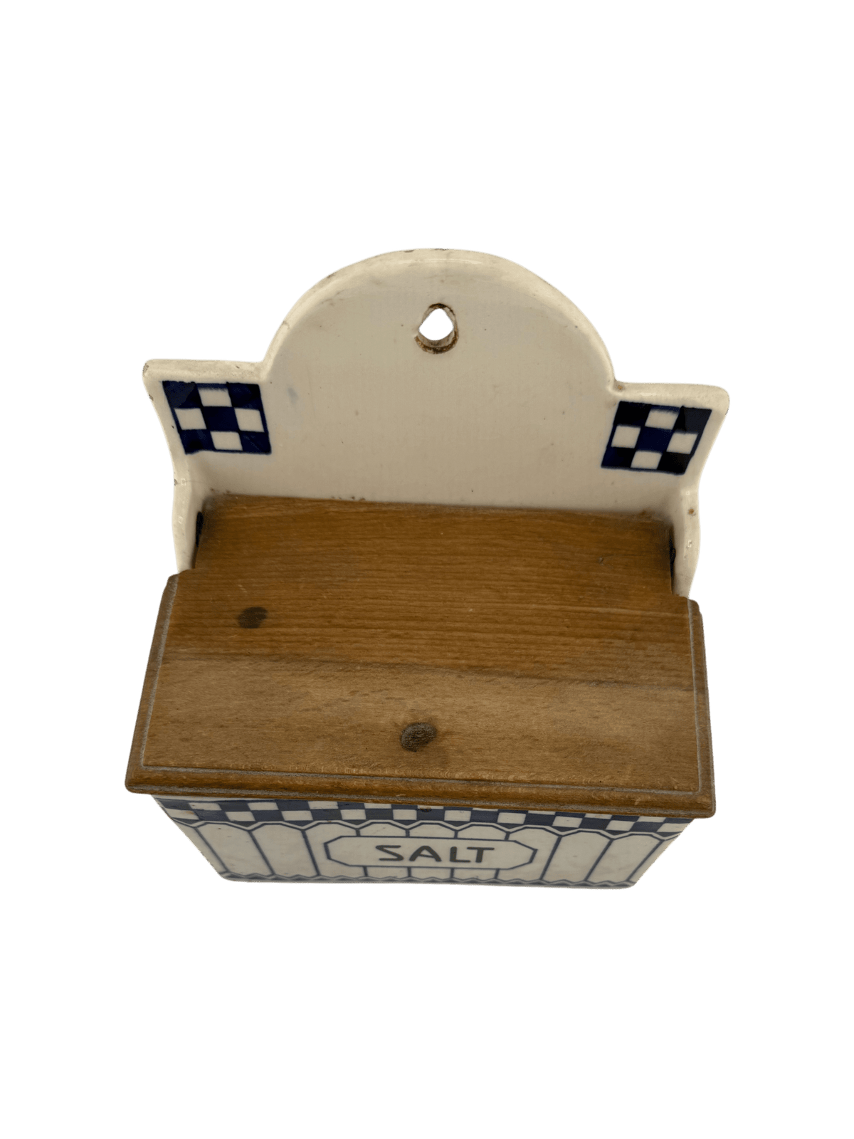 Vintage Blue & White SALT Wall Box