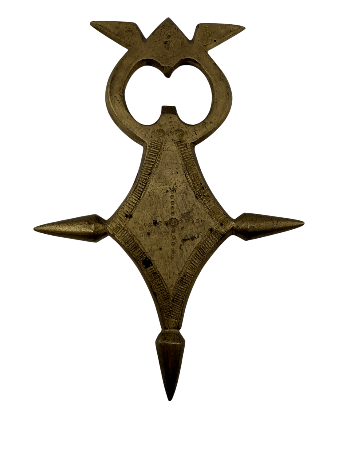 Vintage Tuareg Brass Cross of Agadez