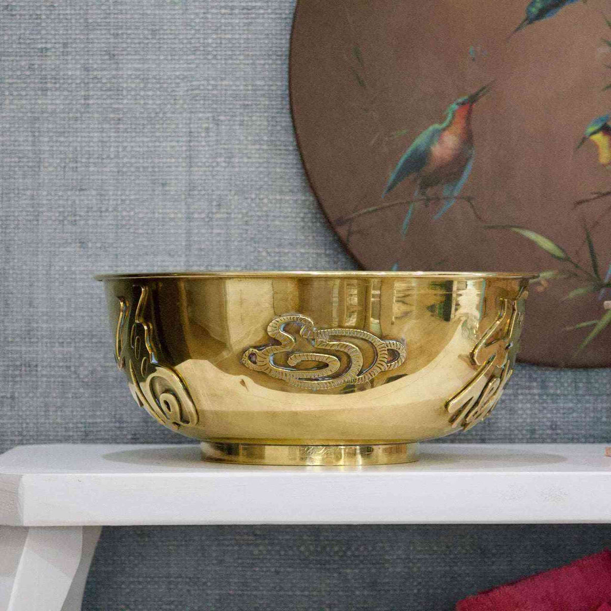 Vintage 1970s Brass Serpent Bowl
