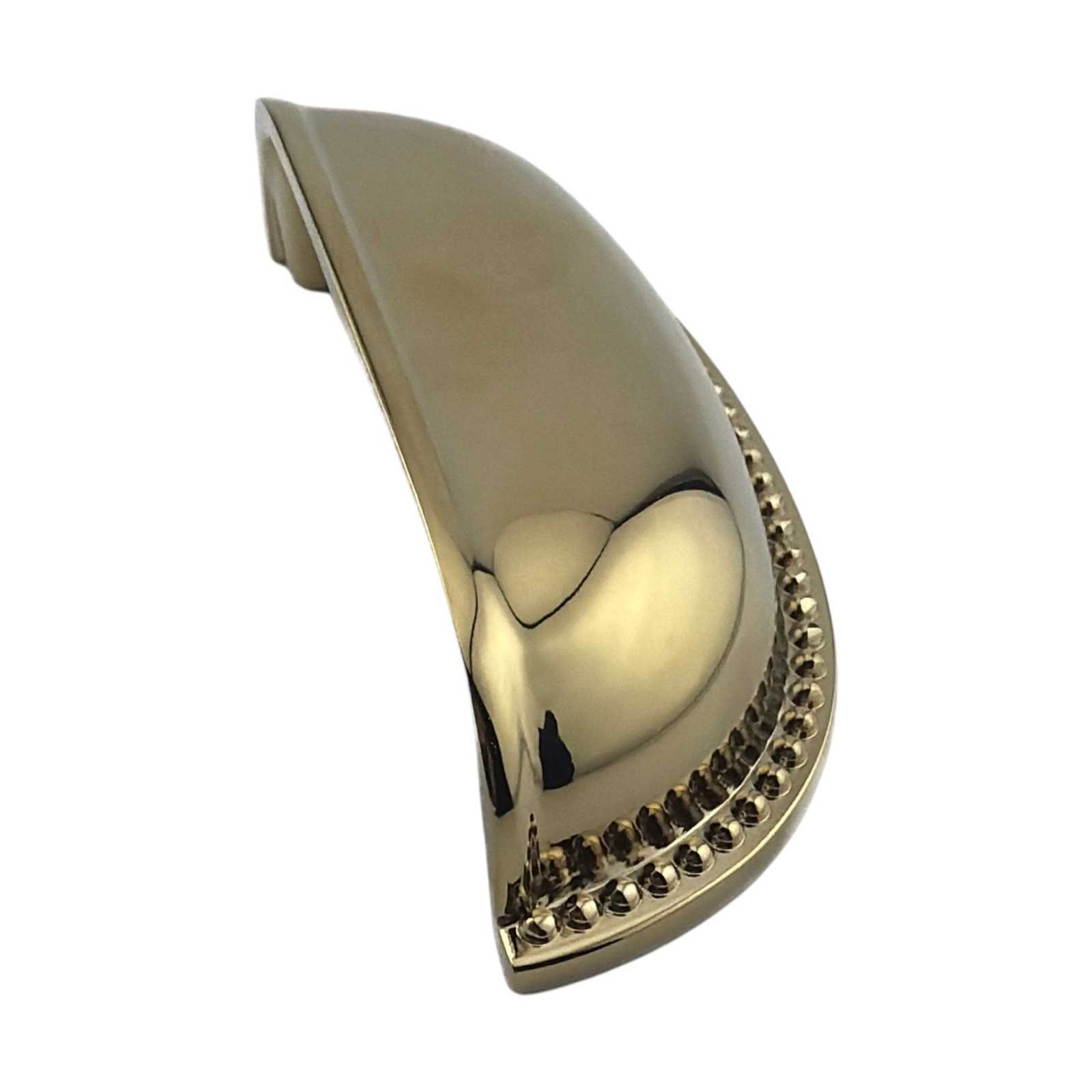 Beaded Spindle Cup Pull in Polished Gold Solid Brass