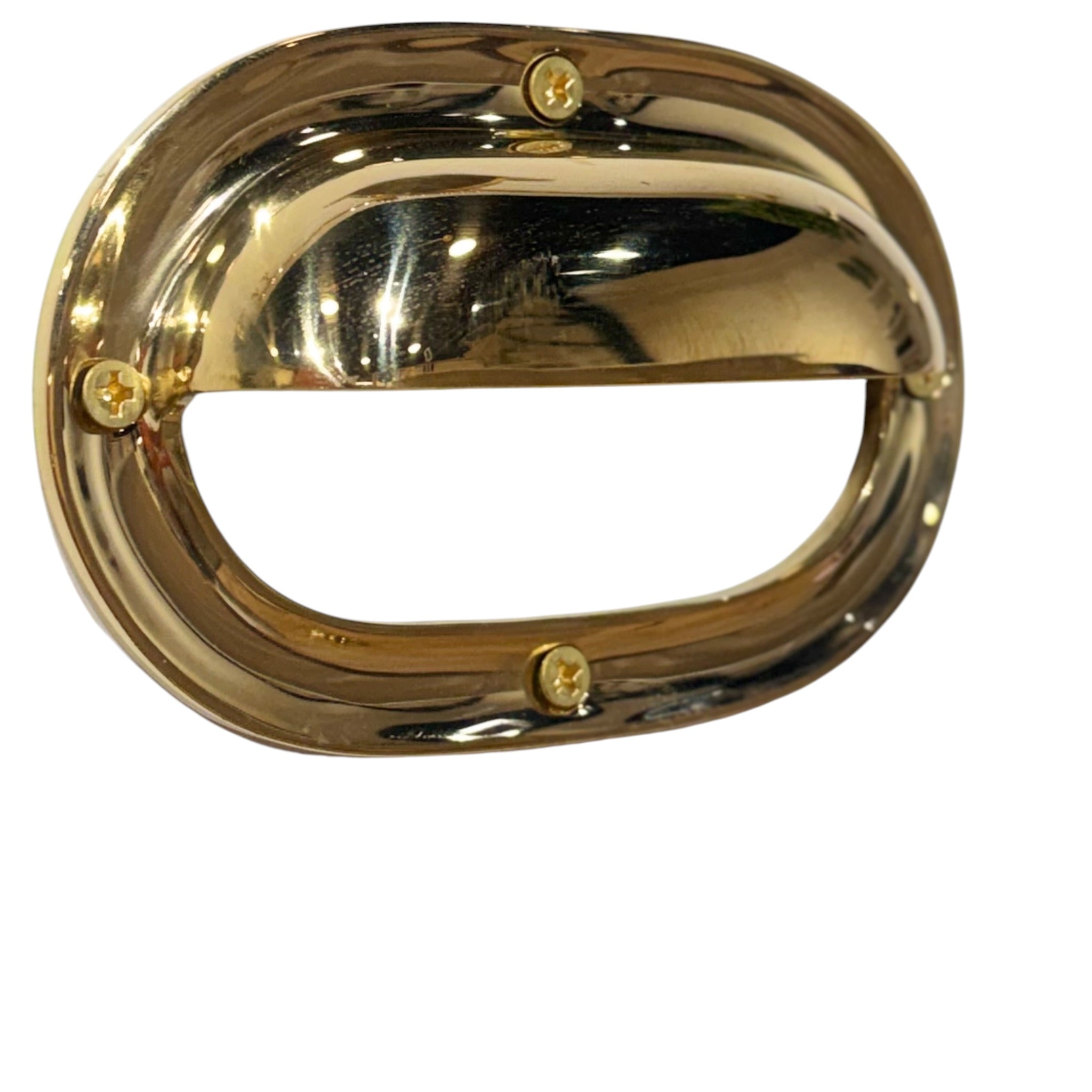 Cupped Solid Unlacquered Brass Bin Pull, 5" ¨C Vintage Cabinet Hardware