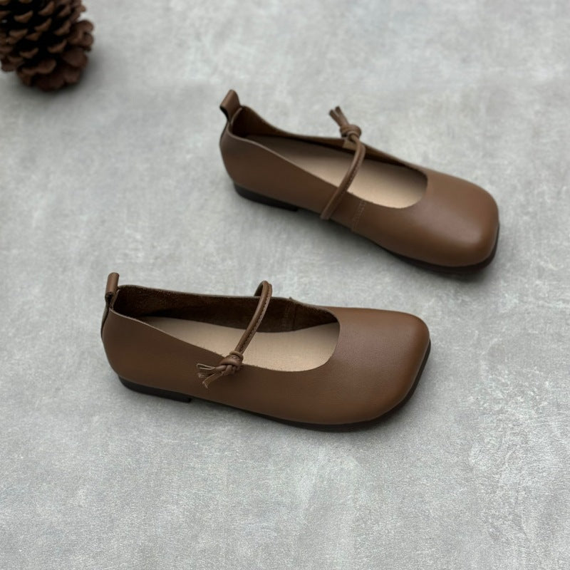 Women Spring Minimalist Soft Sole Leather One-Strap Flats