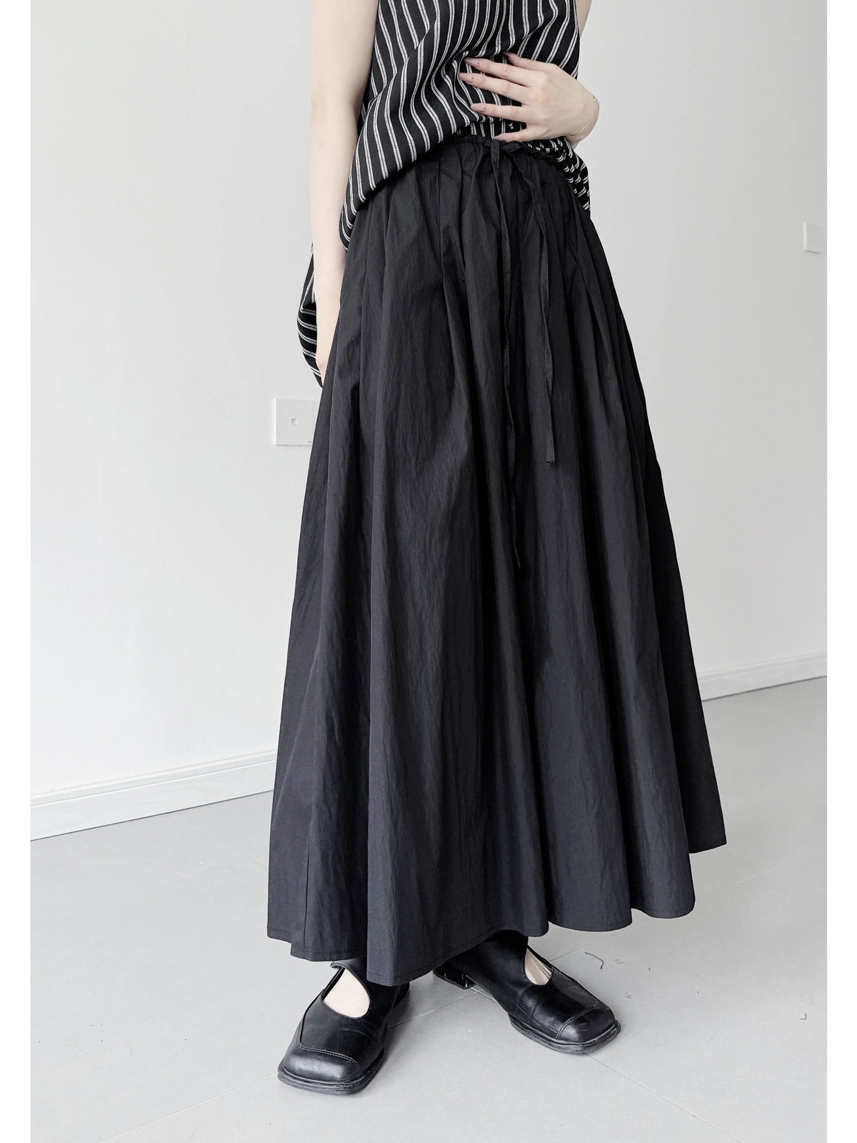 Women Summer Casual Cotton Elastic Waist A-Line Skirt