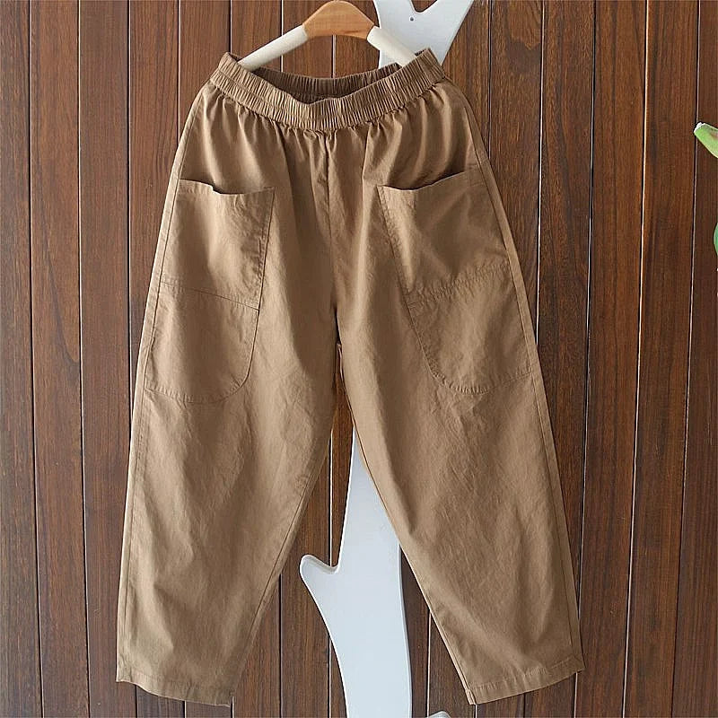 Summer Casual Cotton Versatile Solid Color Harem Pants
