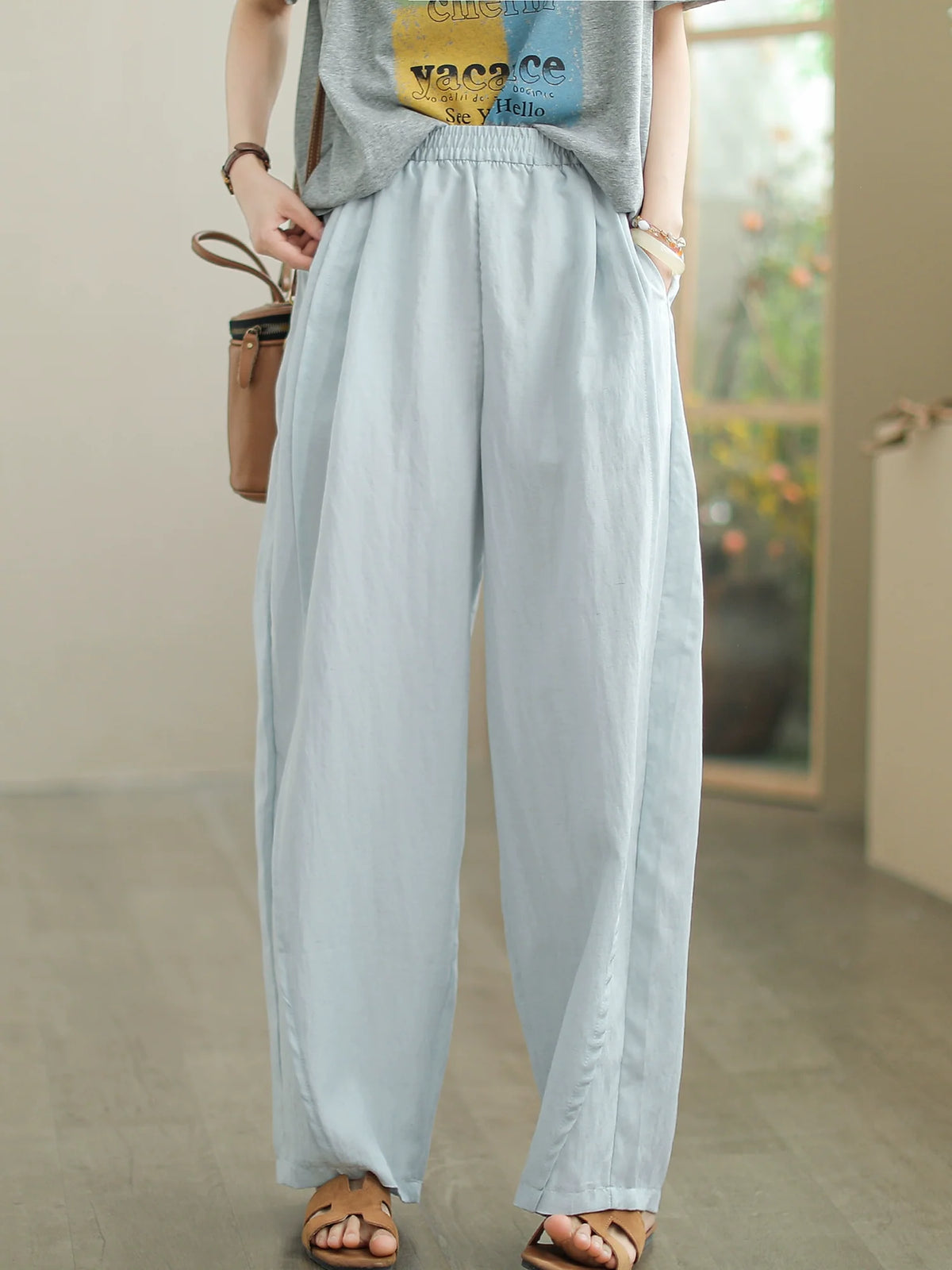 Babakud Summer Casual Tencel Straight-Leg Versatile Pants