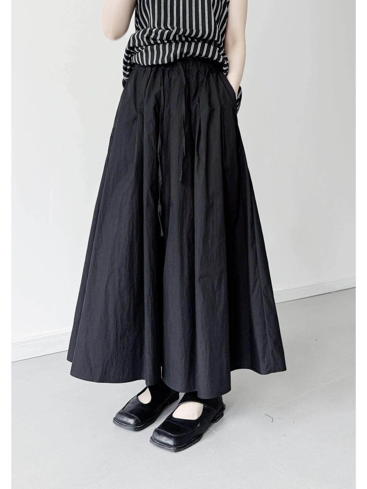 Women Summer Casual Cotton Elastic Waist A-Line Skirt