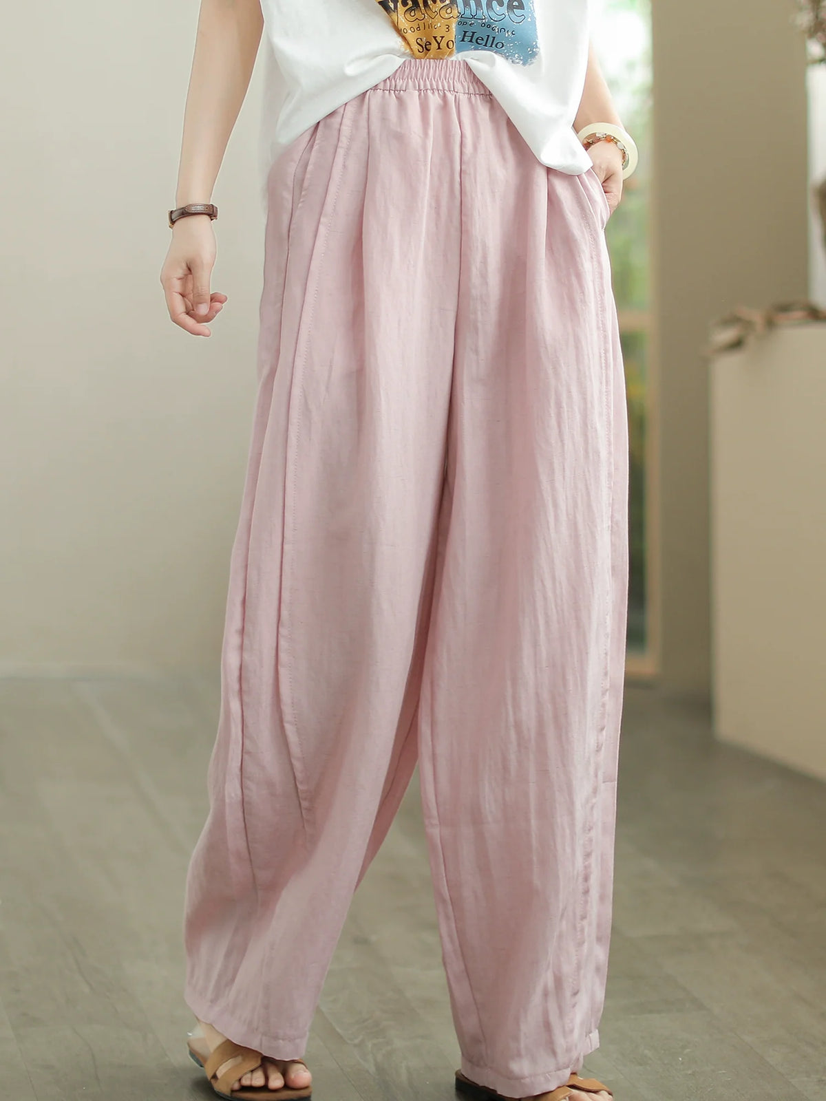 Babakud Summer Casual Tencel Straight-Leg Versatile Pants