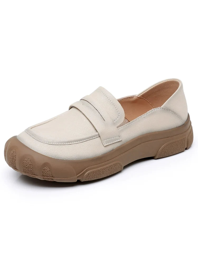 Women Spring Retro Casual Genuine Leather Soft Sole Loafers