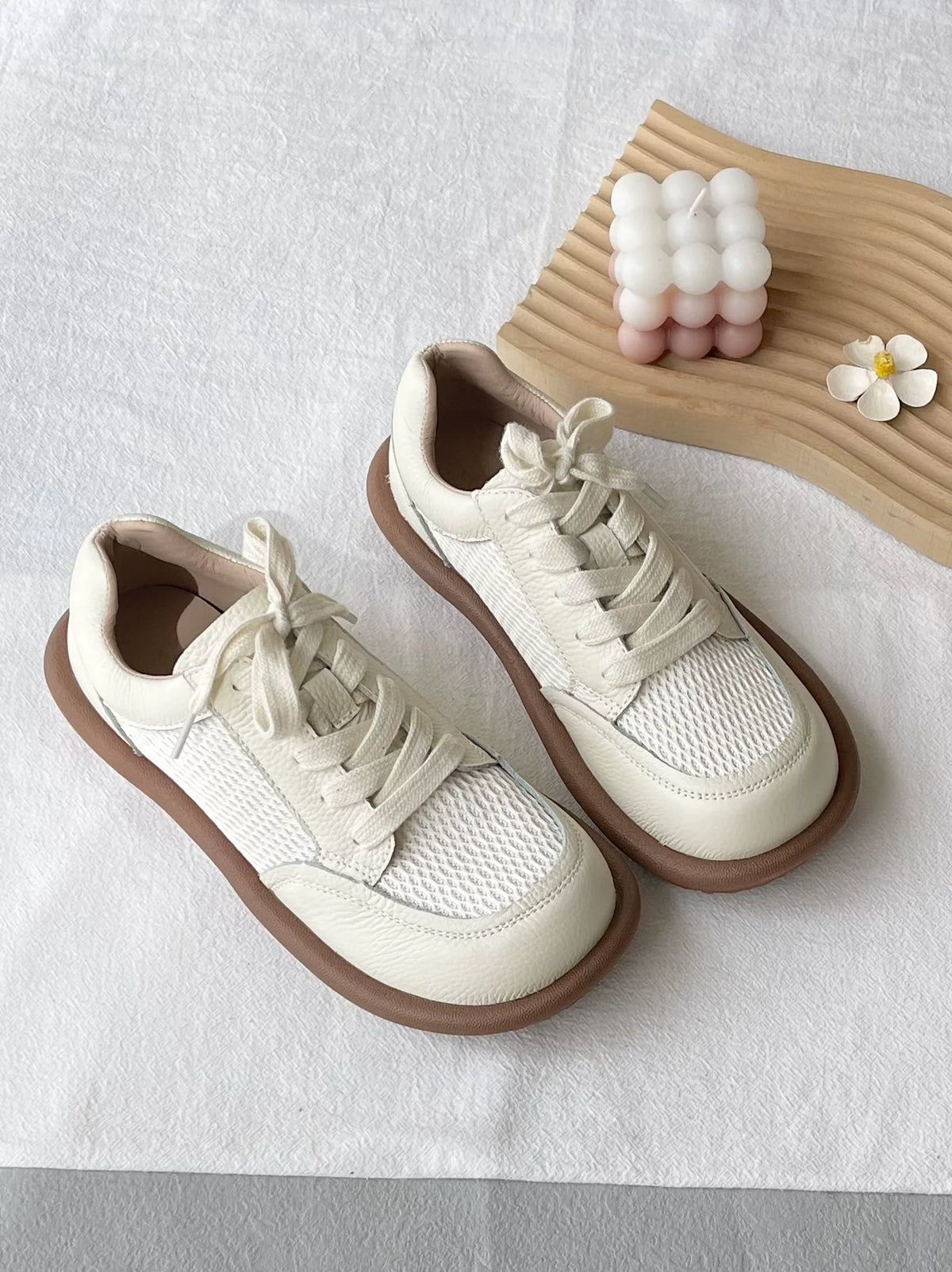 Women Summer Breathable Casual Leather Mesh Hollow Shoes