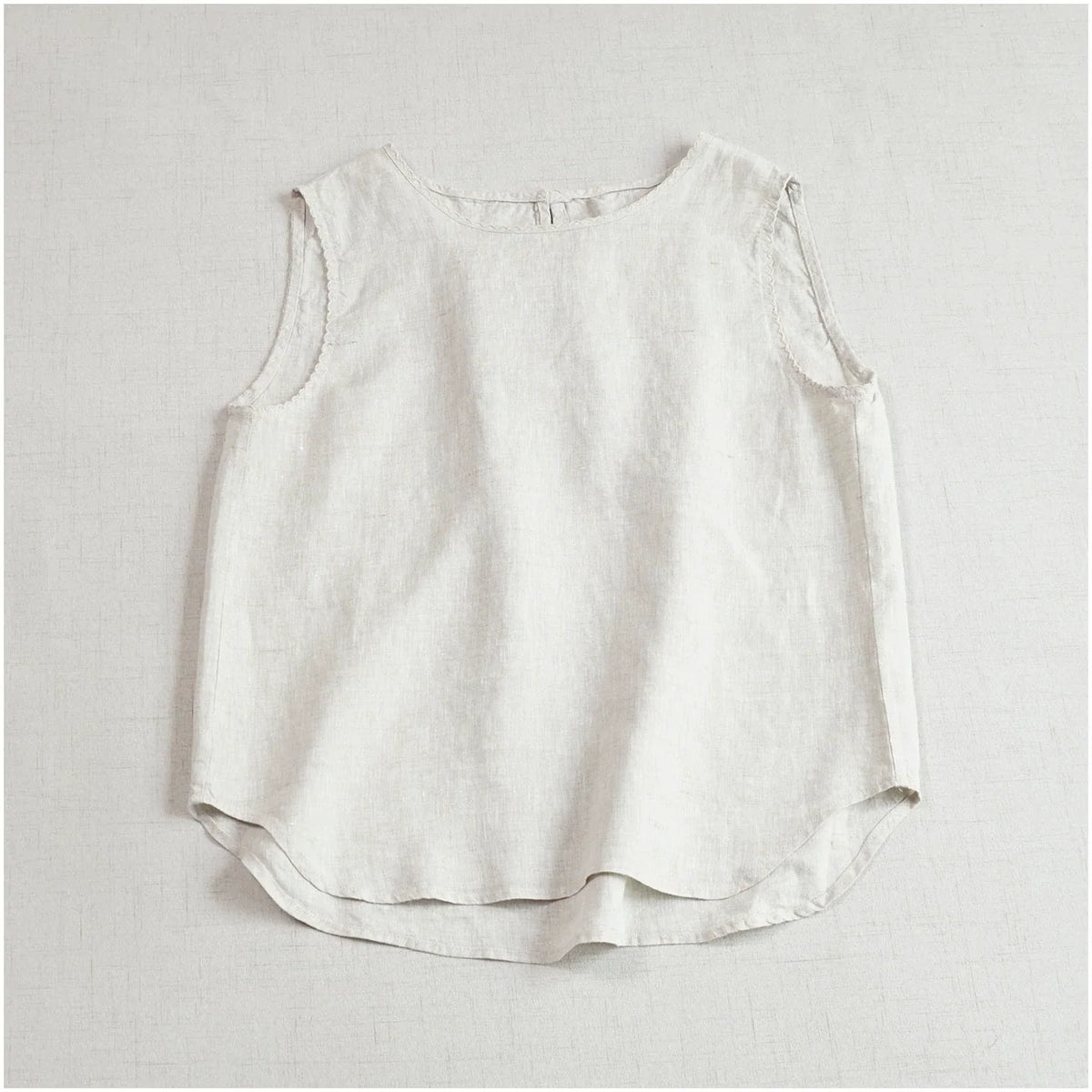 Summer Linen Retro Round Neck Sleeveless Loose Versatile Top