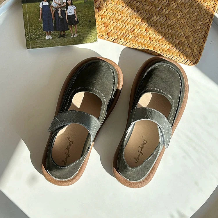 Babakud Women Summer Vintage Suede Hollow-Out Flat Sandals
