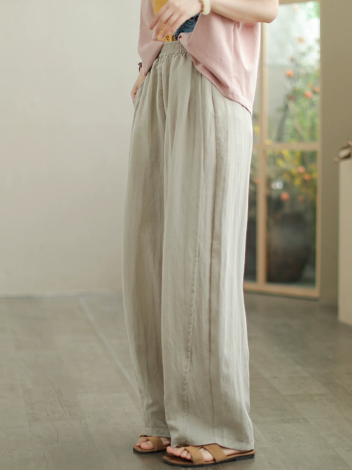 Babakud Summer Casual Tencel Straight-Leg Versatile Pants