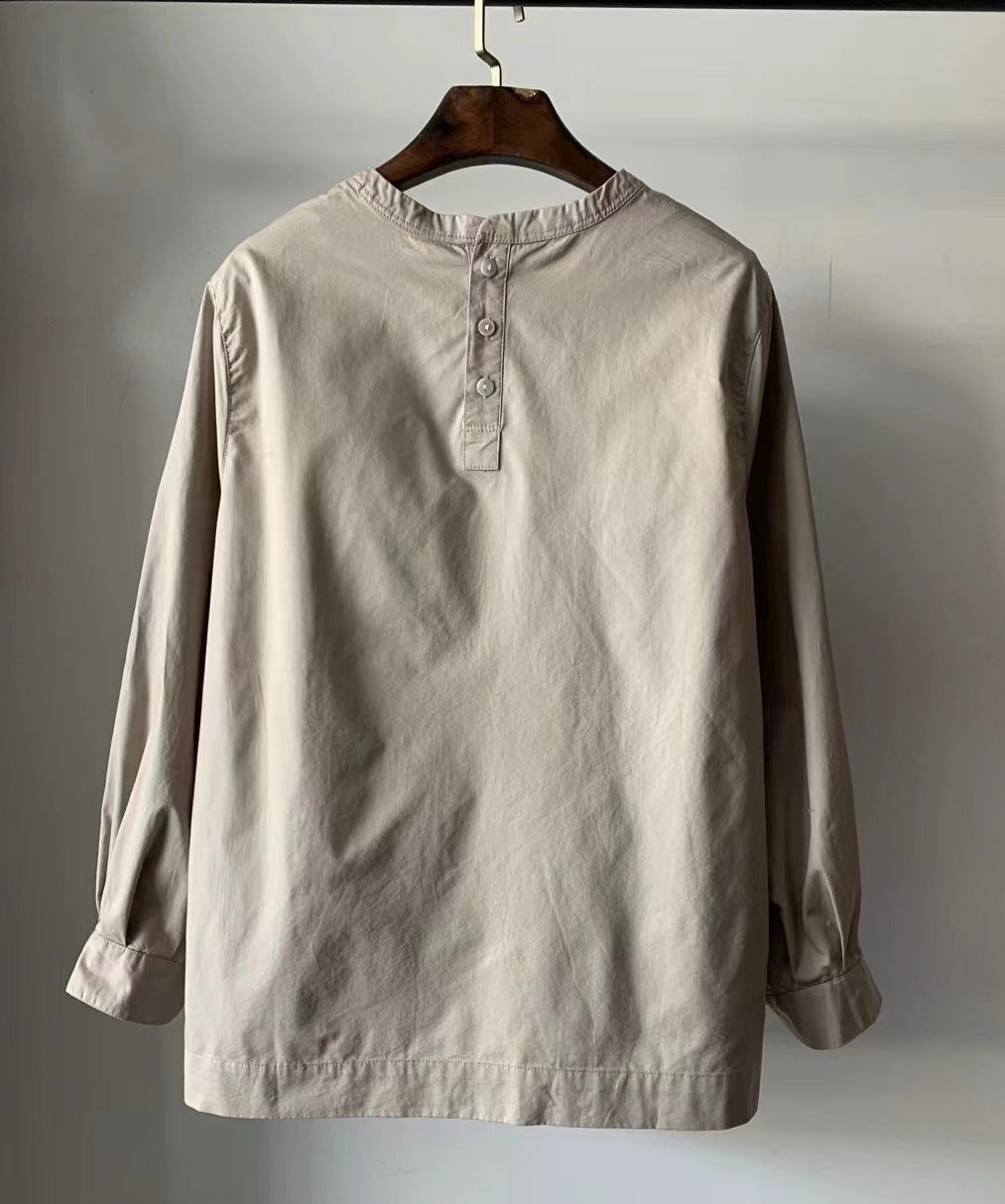 Women Loose Yarn-Dyed Plaid Color Block Linen Pullover