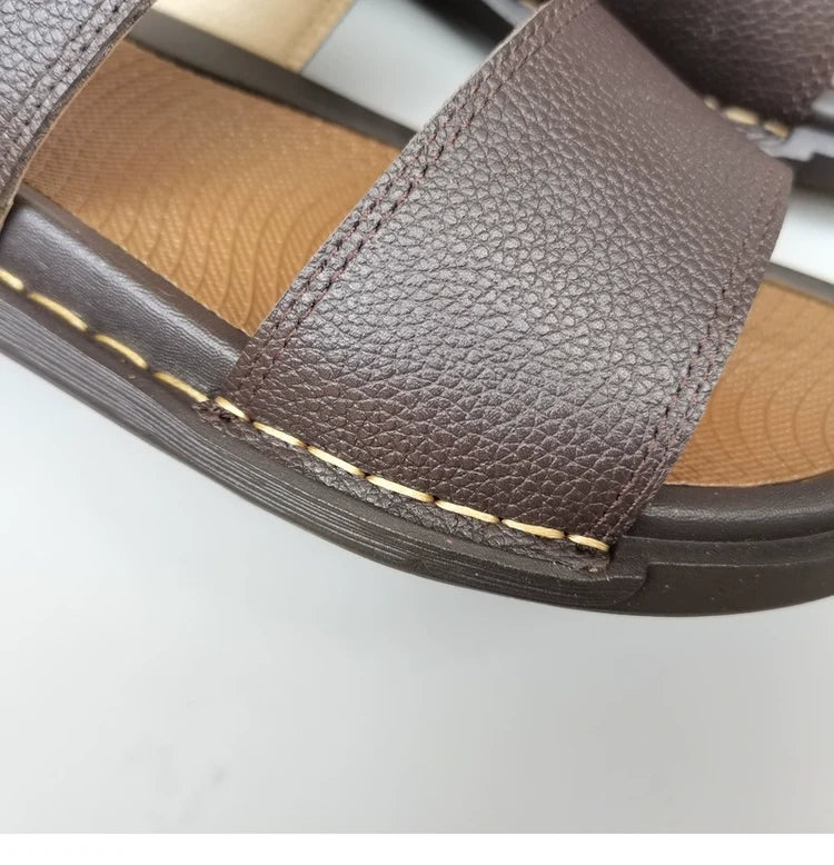 Babakud Genuine Leather Open Toe Plus Size Sandals