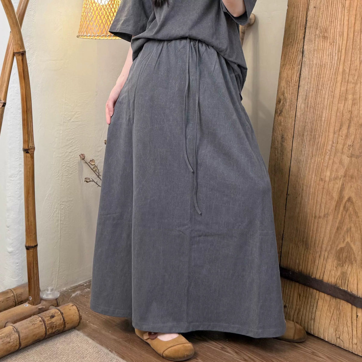 Babakud Summer Women Cotton Casual Soft Loose Skirt