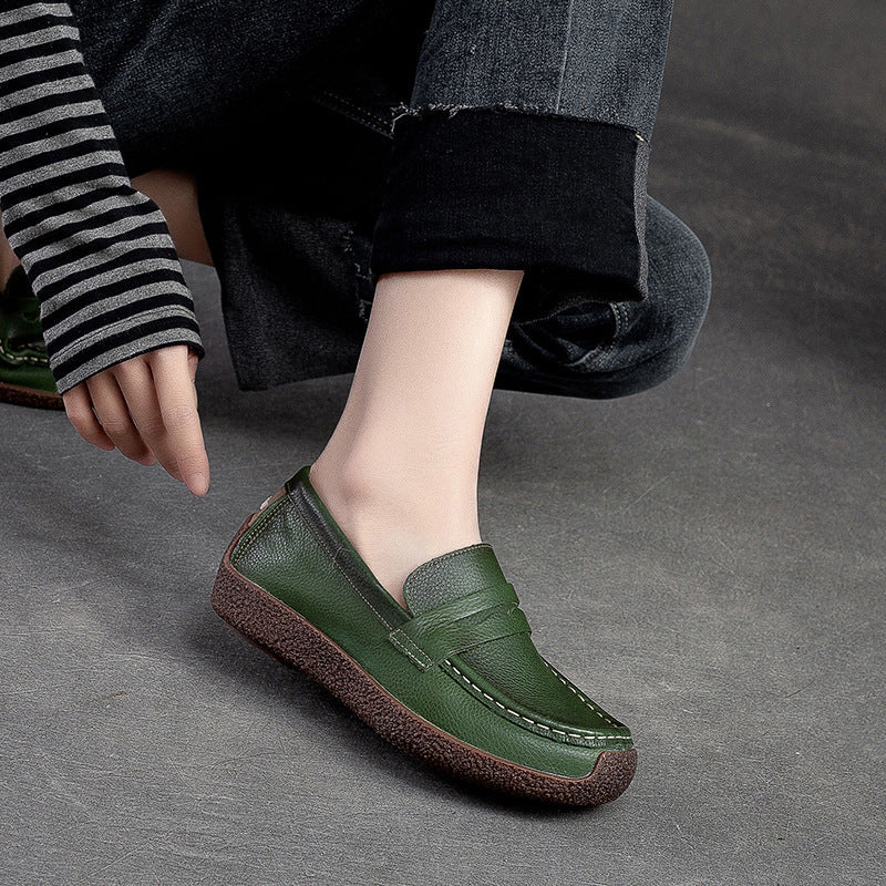 Babakud Spring Retro Leather Non-Slip Flat Loafer Shoes