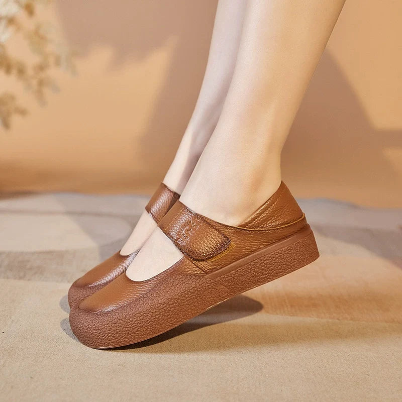 Women Spring Leather Comfortable Shallow Soft Sole Flats Shoes
