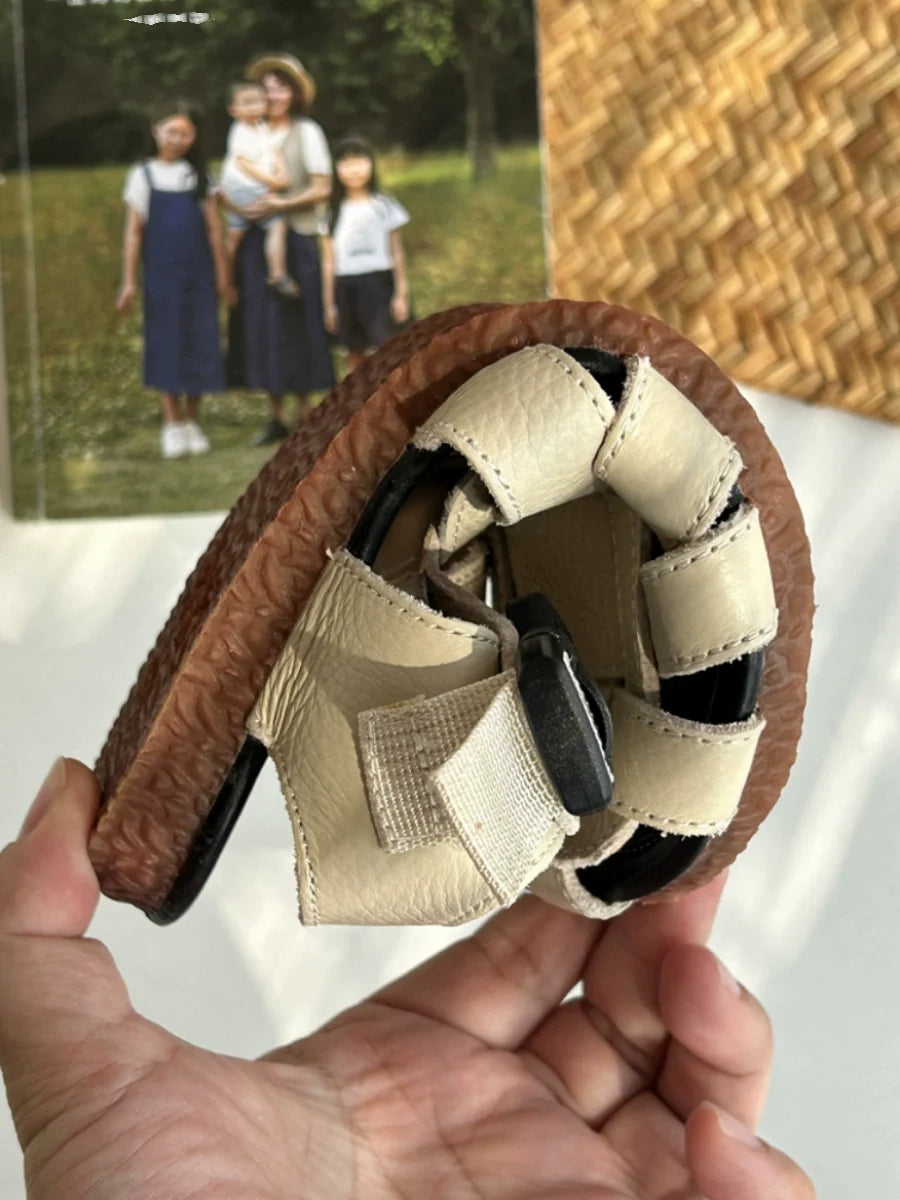 Summer Retro Leather Hollow Woven Closed Toe Shoes