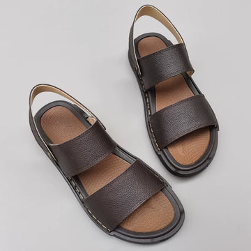 Babakud Genuine Leather Open Toe Plus Size Sandals
