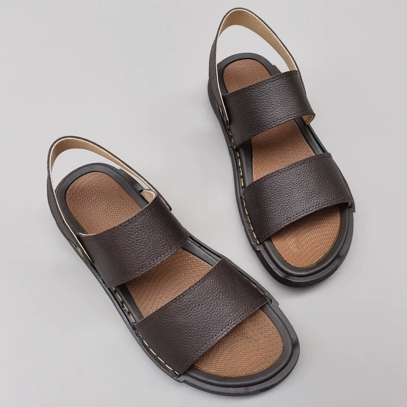 Babakud Genuine Leather Open Toe Plus Size Sandals