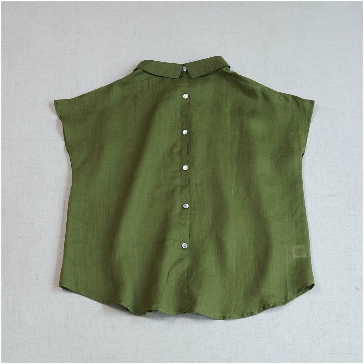 Summer Ramie Thin Shirt Collar Single-Breasted Sleeveless Shirt