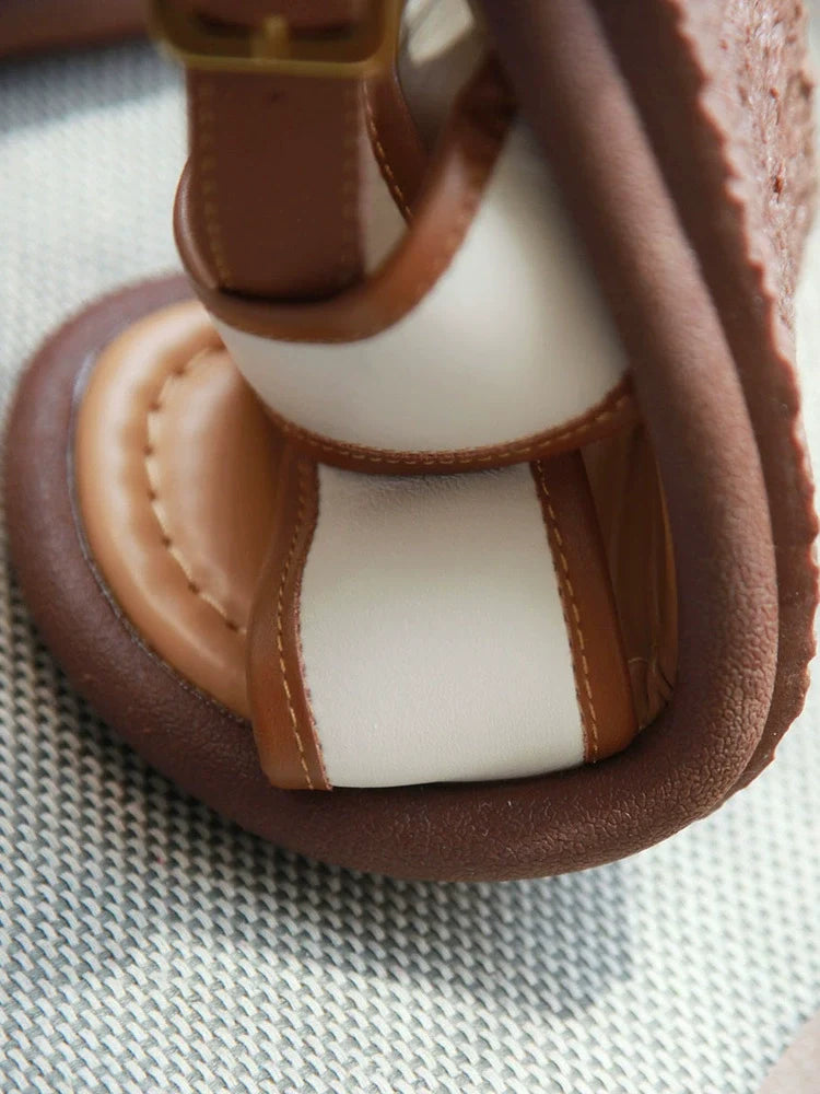 Women Sumemr Leather Crossing Straped Open Toe Sandals