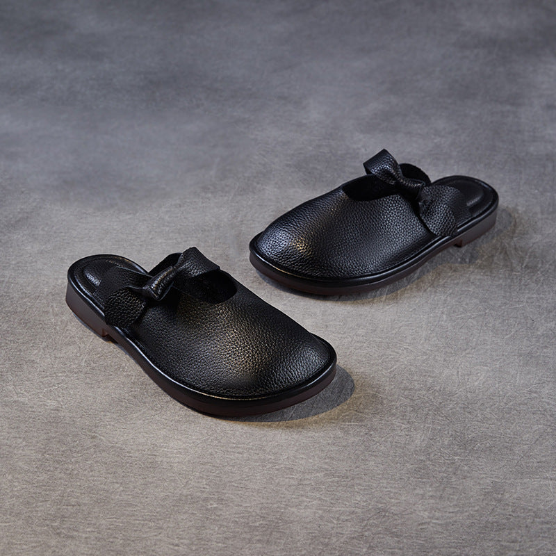 Women Fashionable Leather Closed Toe One Straped Flats