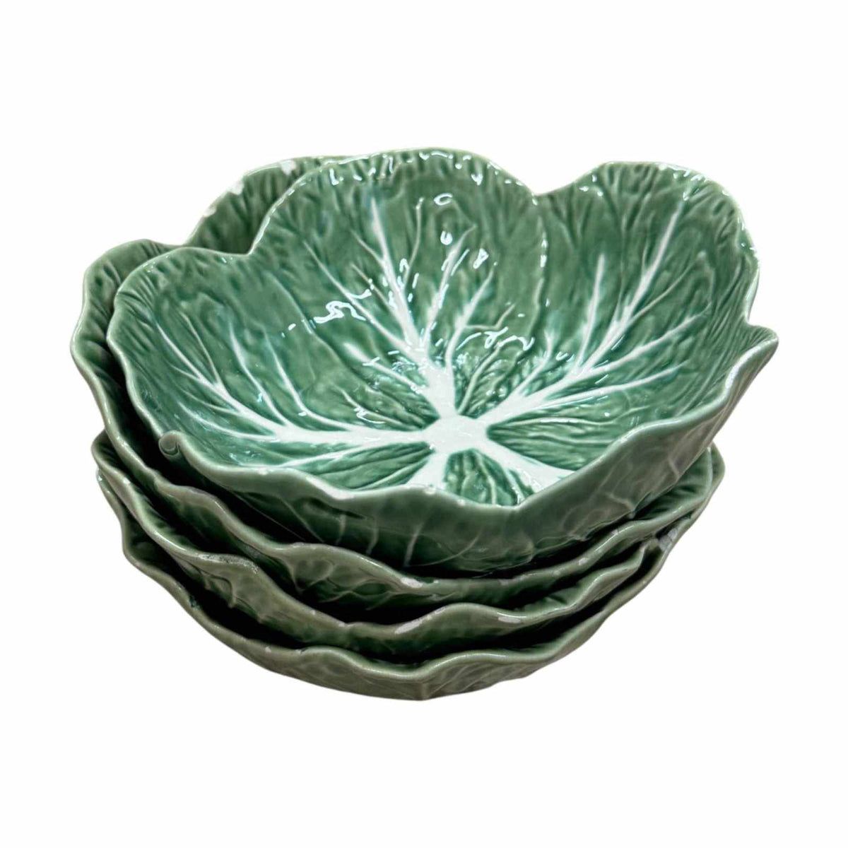 Bordallo Pinheiro Majolica Cabbage Leaf Bowls ¨C Set of 4 Vintage
