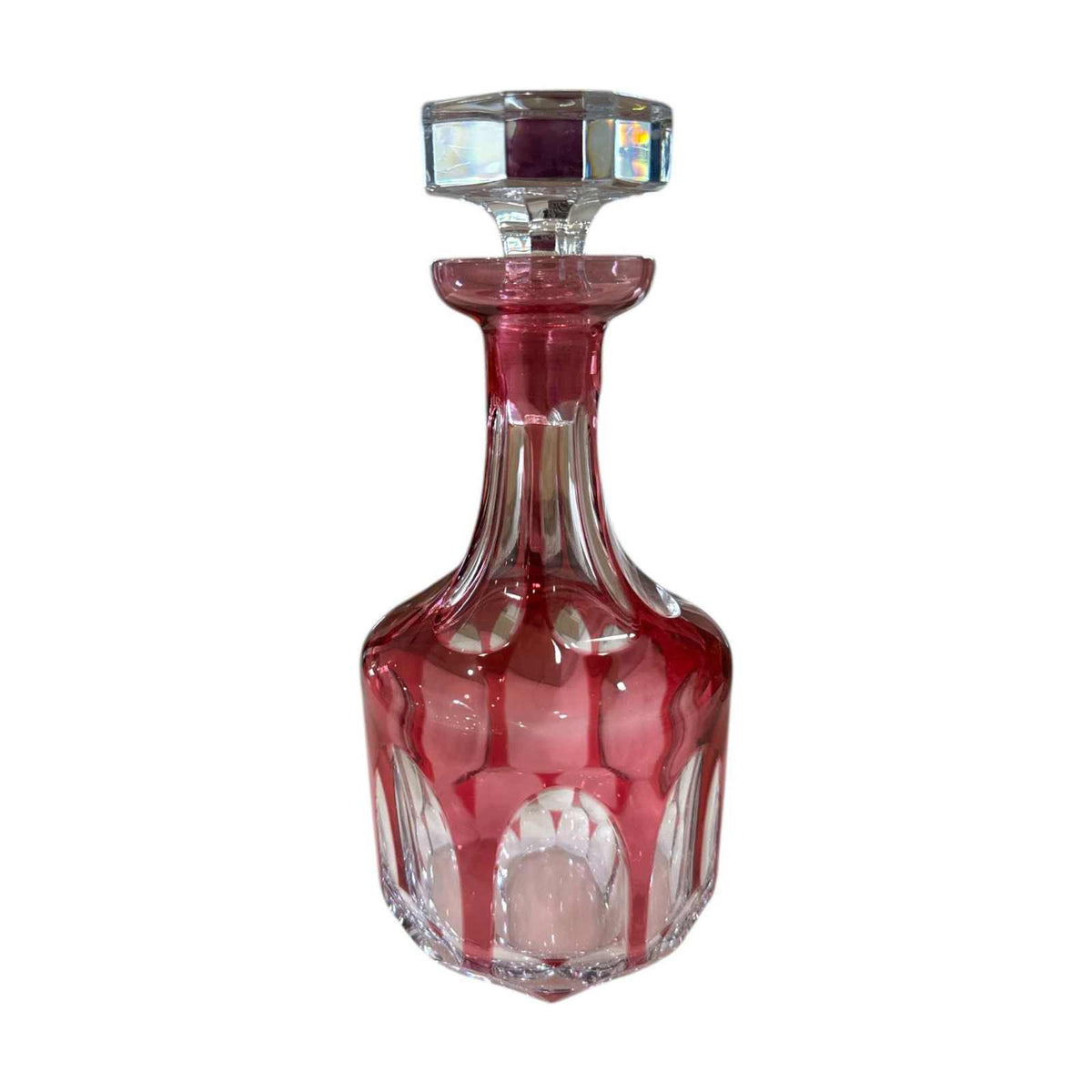 Vintage Cranberry Crystal Set of Decanter and Glasses