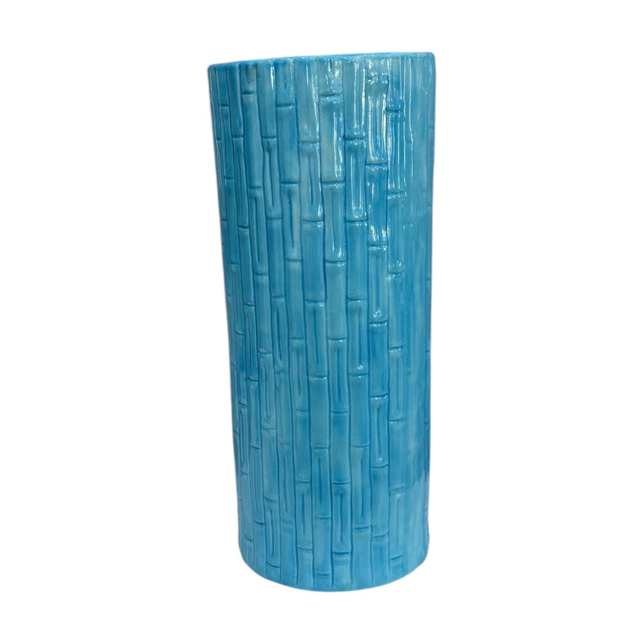 Vintage Blue Bamboo Umbrella Stand