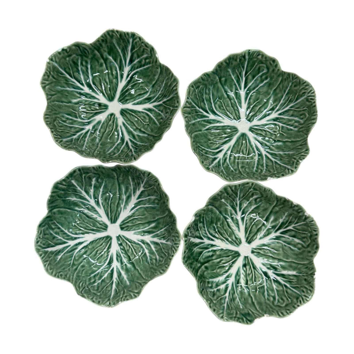 Bordallo Pinheiro Majolica Cabbage Leaf Bowls ¨C Set of 4 Vintage