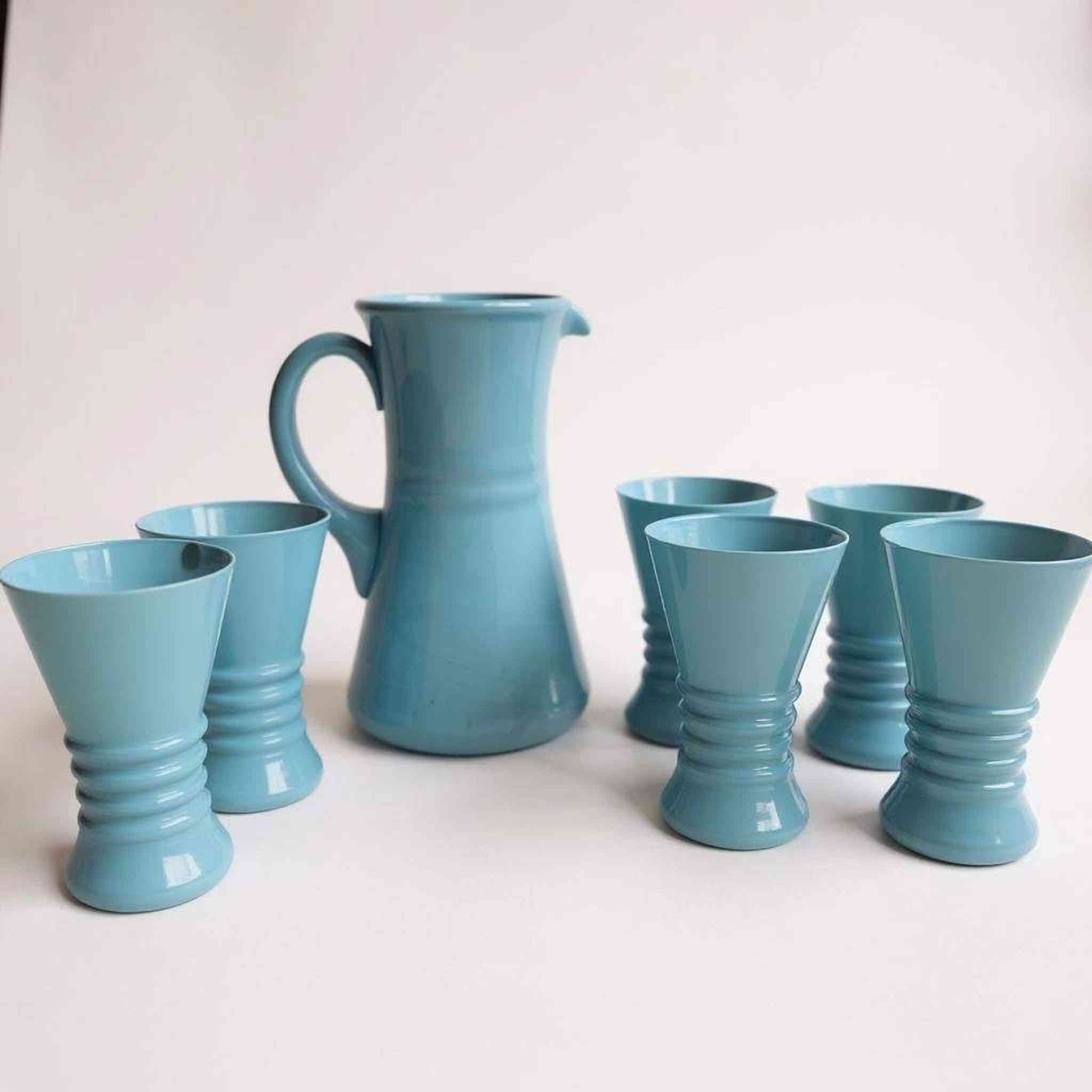 Vintage Italian opaline glassware Serving set of 6