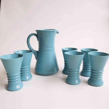 Vintage Italian opaline glassware Serving set of 6