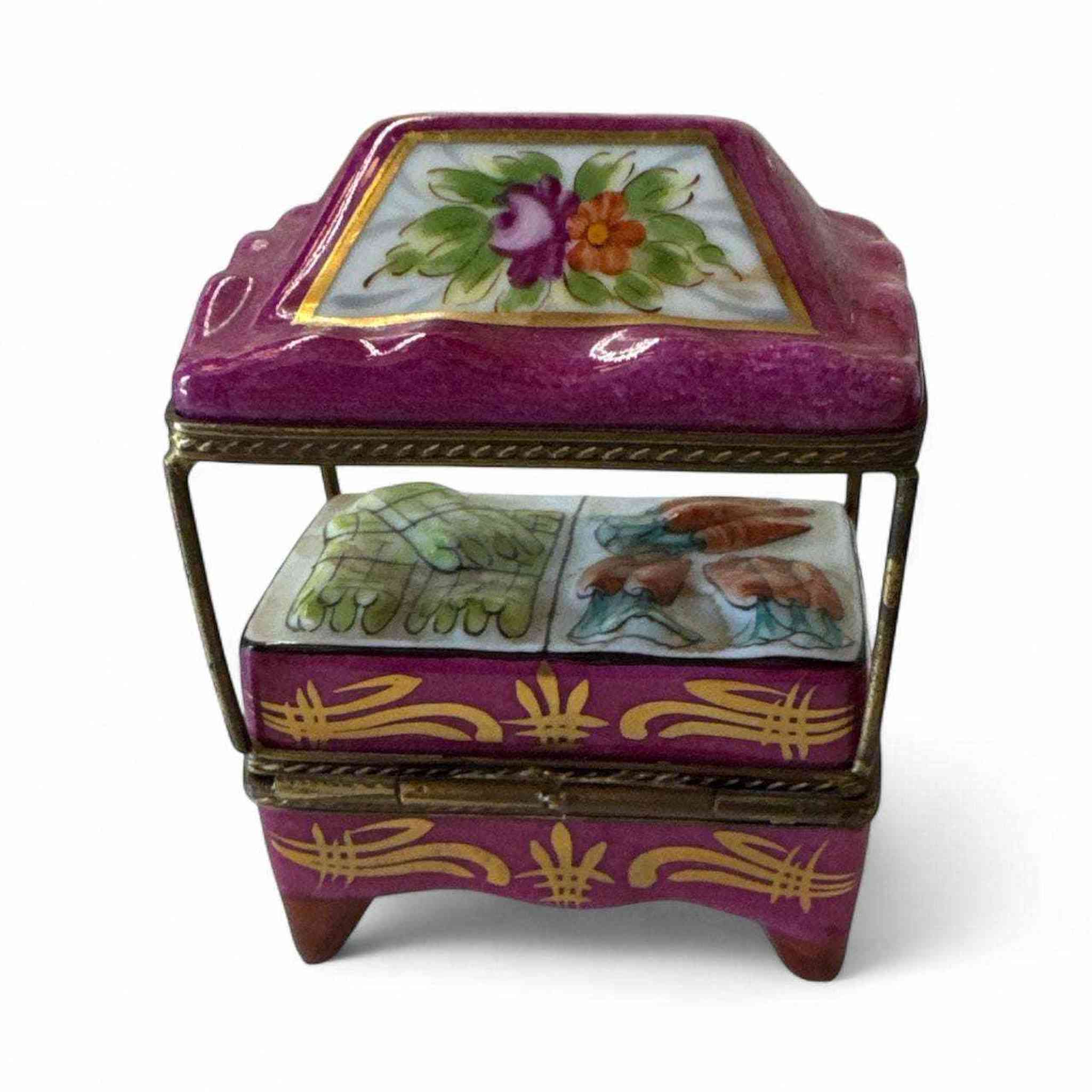 Hand Painted Limoges Fruit Stand Trinket Box