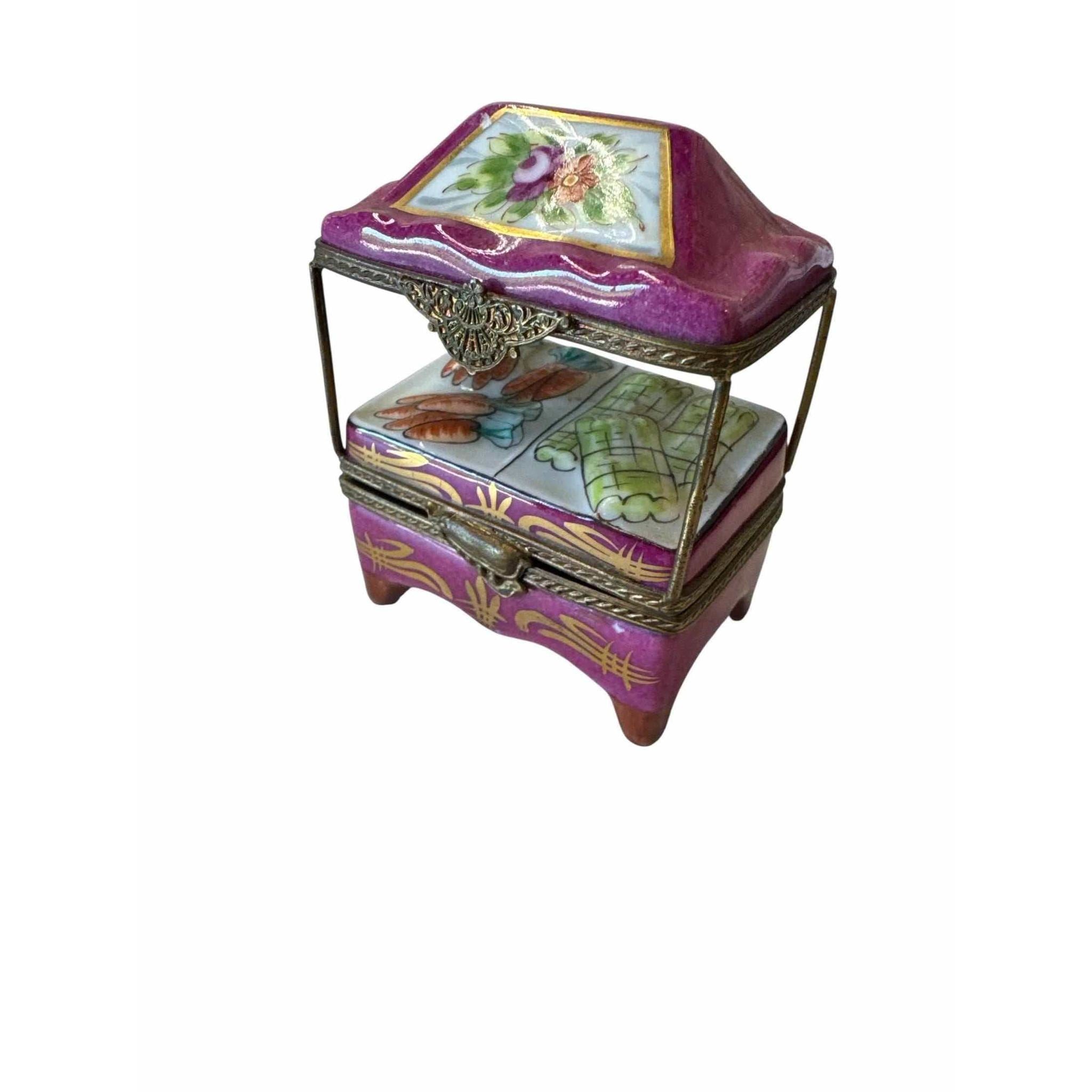 Hand Painted Limoges Fruit Stand Trinket Box