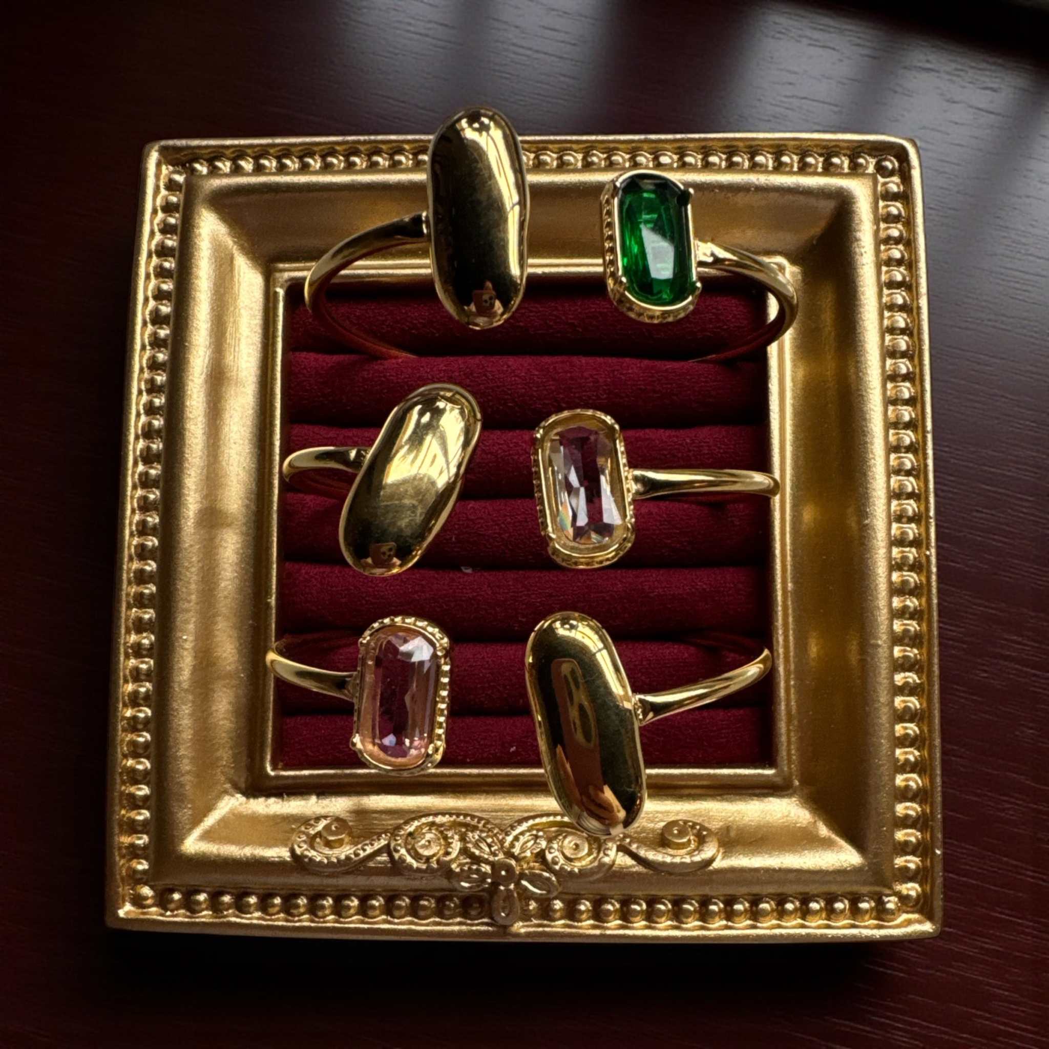 Gold Plated Gemstone Cuff Bracelet