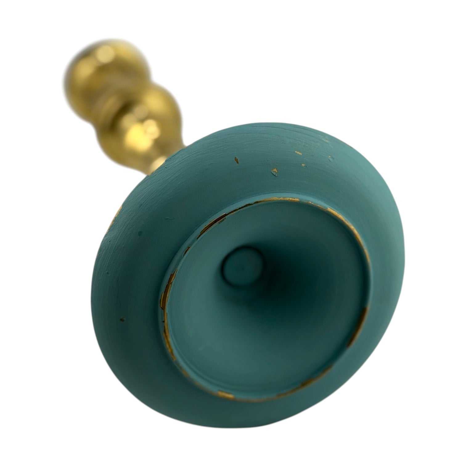 Pair of Vintage Brass and Teal Candlesticks