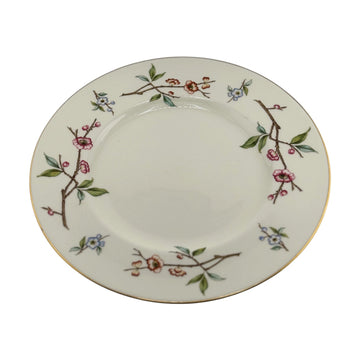 Vintage Floral Branch Dinner Plates | Set of 4 | Gold Rim Cherry Blossom Pattern