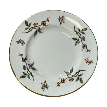 Vintage Floral Branch Salad Plates | Set of 4 | Gold Rim Cherry Blossom Pattern