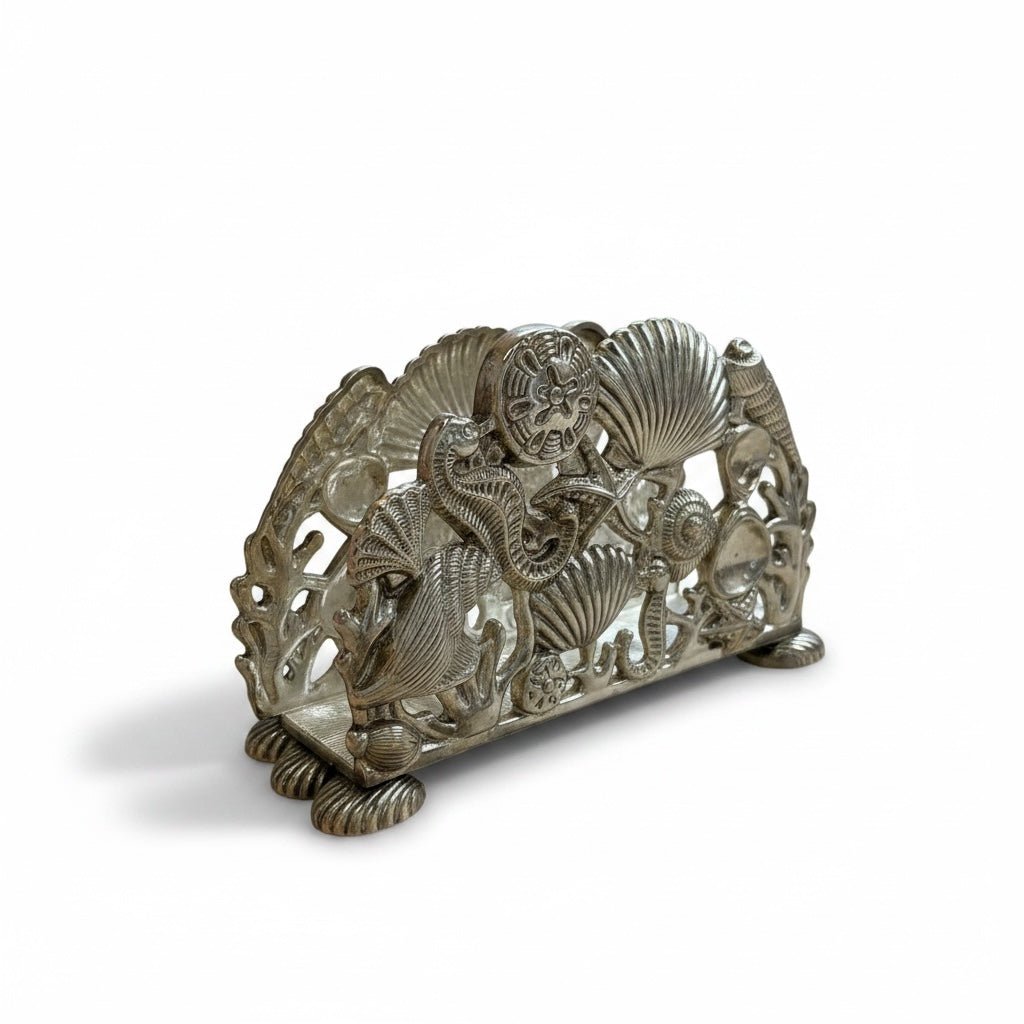 Vintage Silverplate Coastal Napkin Holder (1984)