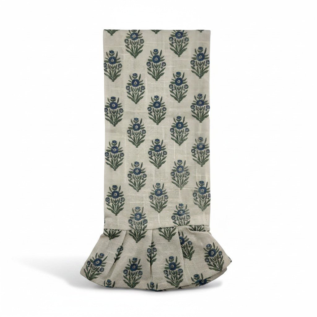 Blue Block Print Silhouette Tea Towel