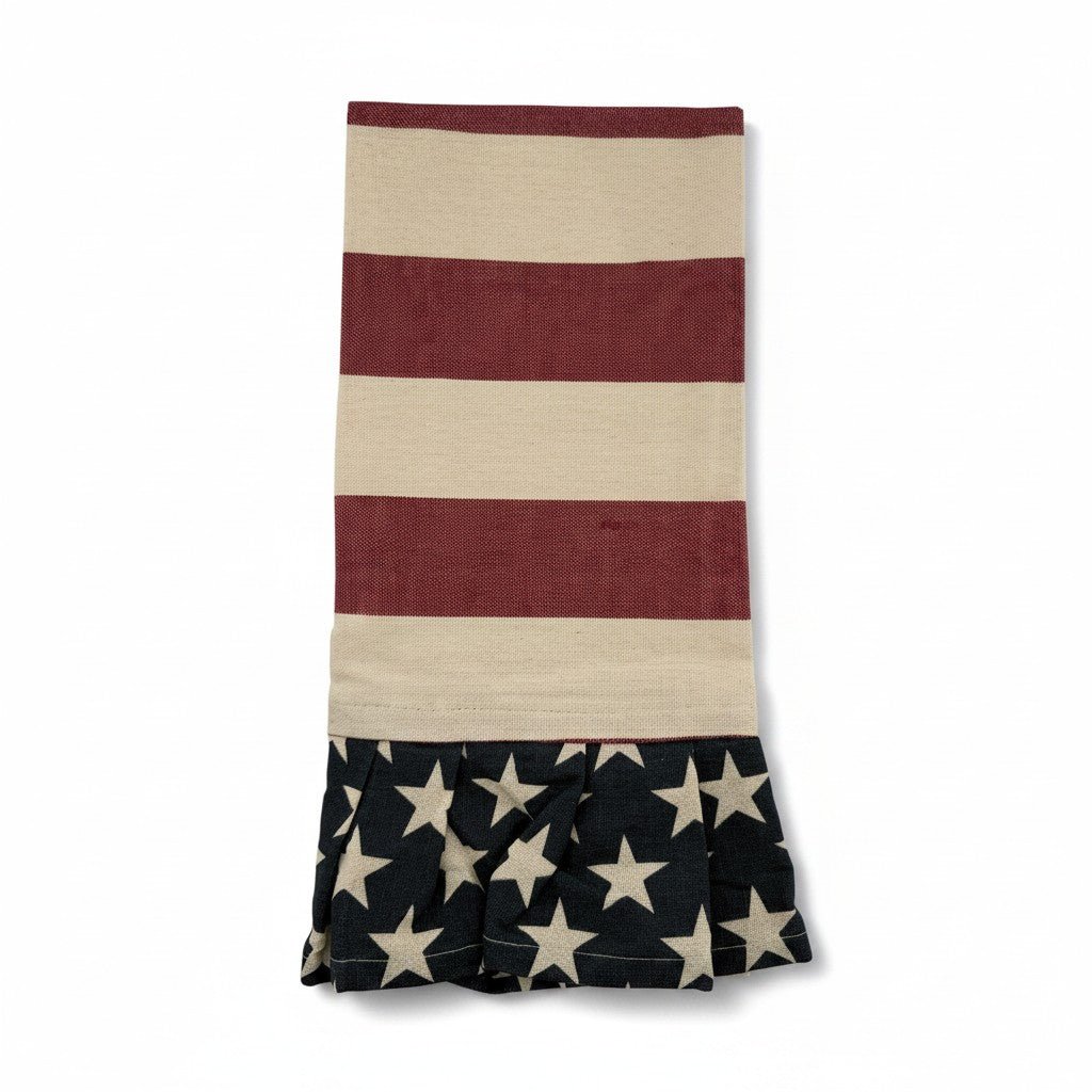 Americana Flag-Inspired Tea Towel with Ruffle Trim